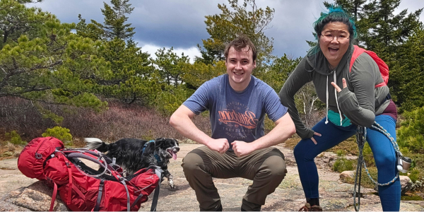 Dory, James and Sylvie on their hike